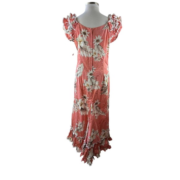 NWT Pacific Legend Hibiscus Pink Cotton Hawaiian Ruffle Long Muumuu Dress 2XL - Picture 16 of 16